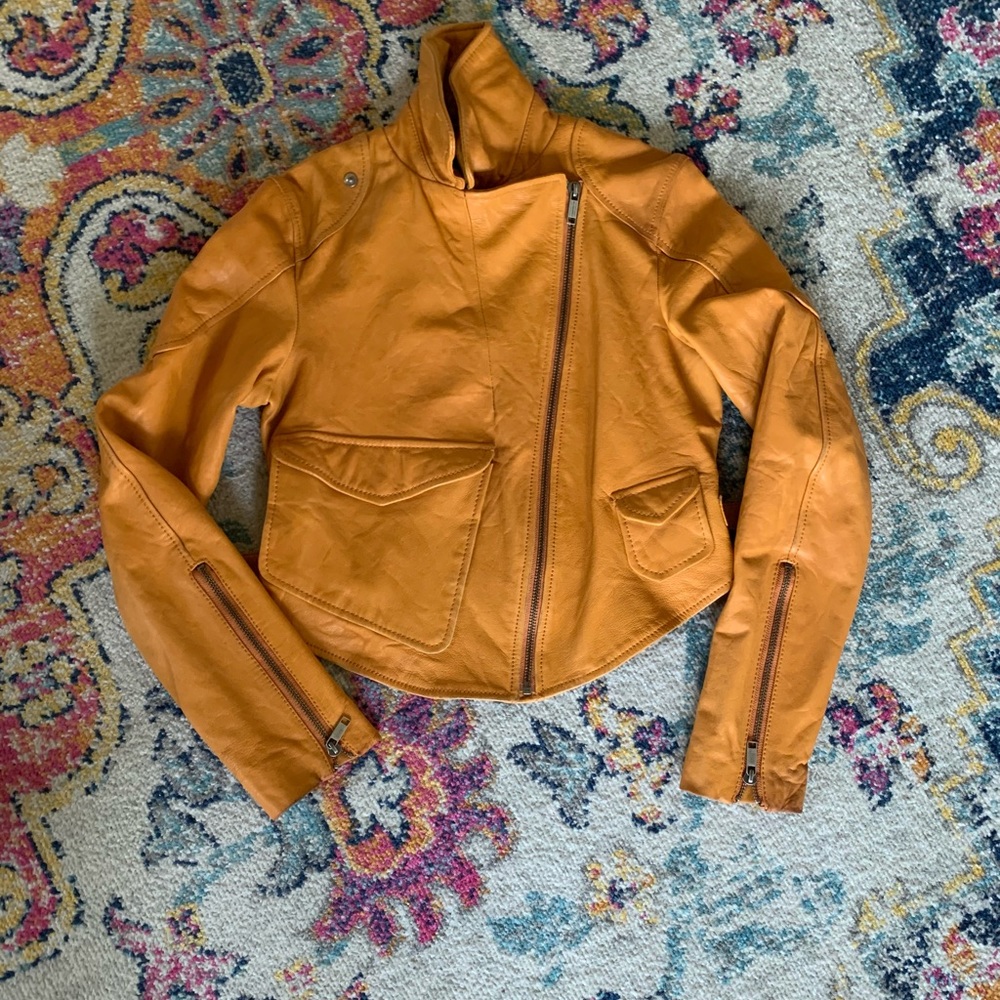 Diesel Butternut Leather Asymmetric Biker Jacket S